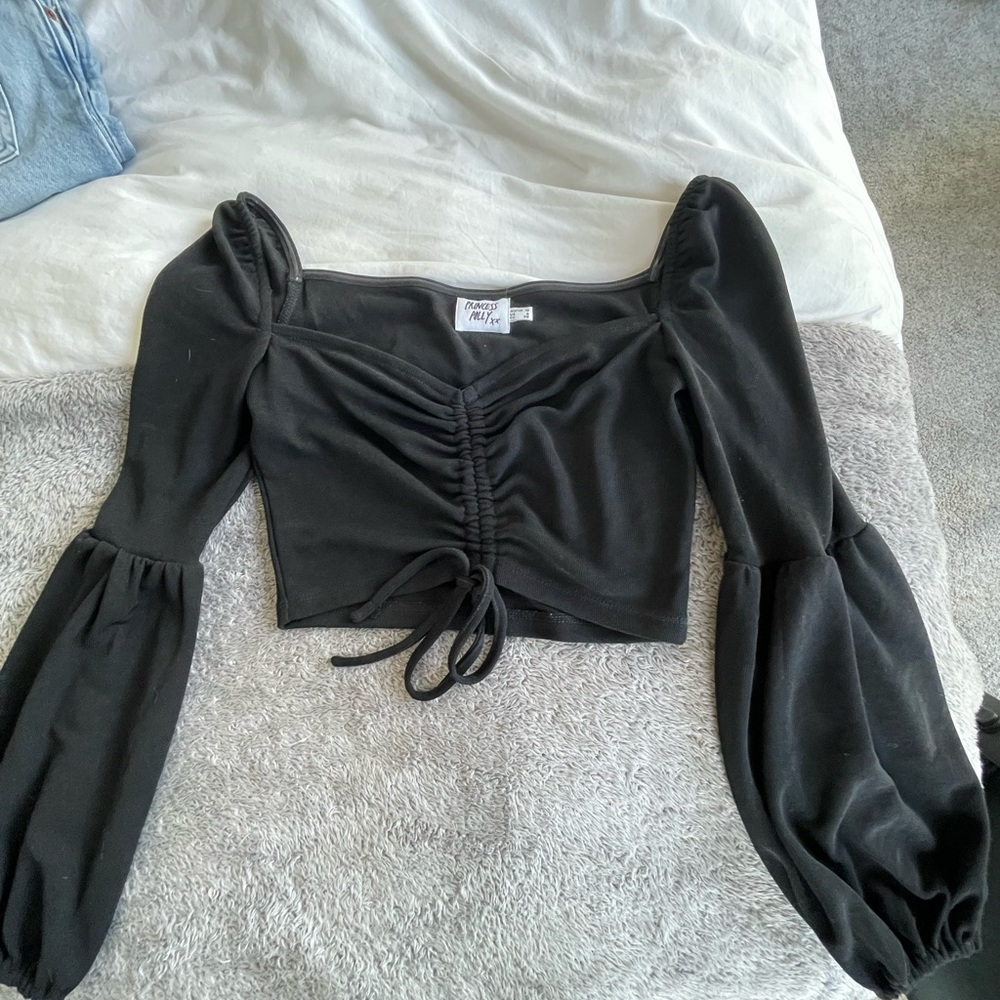 Black long sleeve crop top from Princess Polly
